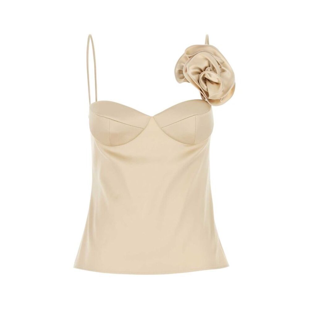 Magda Butrym Women Beige Stretch Satin Top
